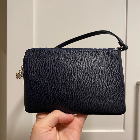 Navy Blue coach corner zip wristlet - Picture 5 of 5
